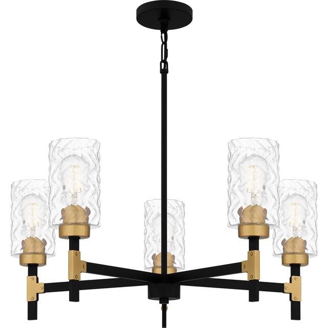 Matte Black Five Light Chandelier from the Carly Collection