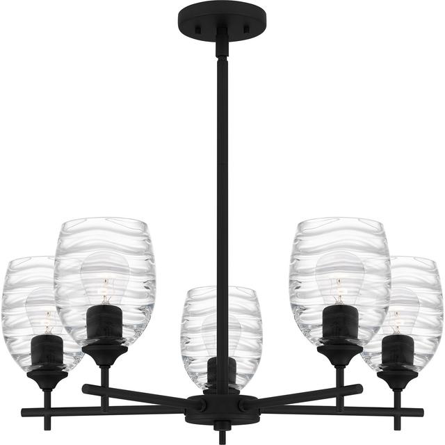 Matte Black Five Light Chandelier from the Lucy Collection