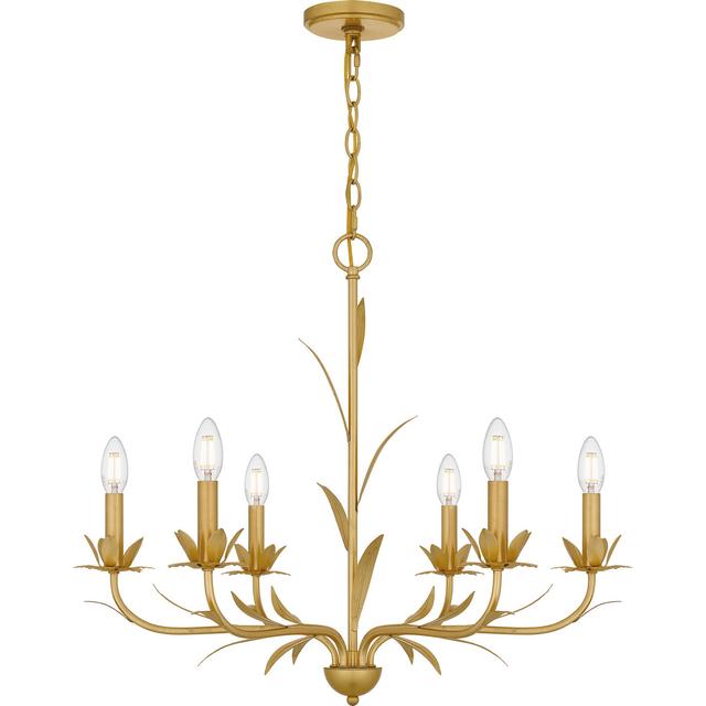 Gold Leaf Six Light Chandelier from the Maria Collection