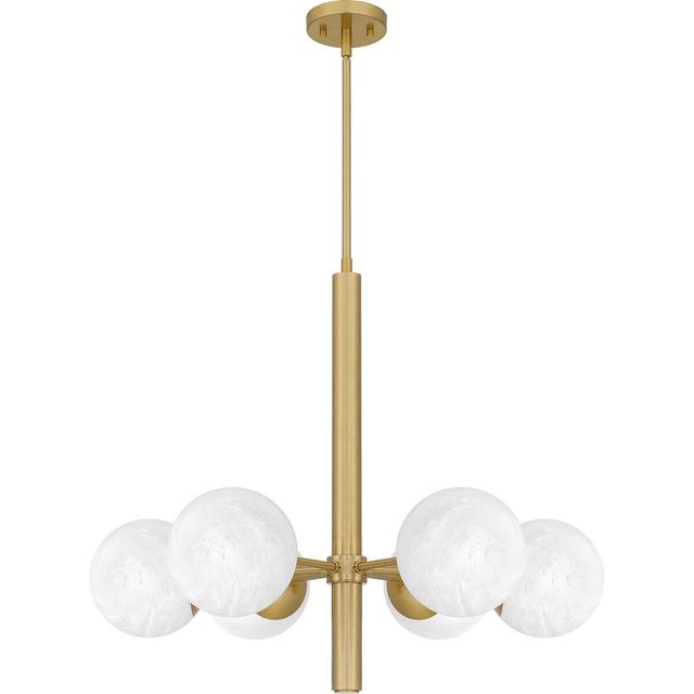 Aged Brass Six Light Chandelier from the Solei Collection