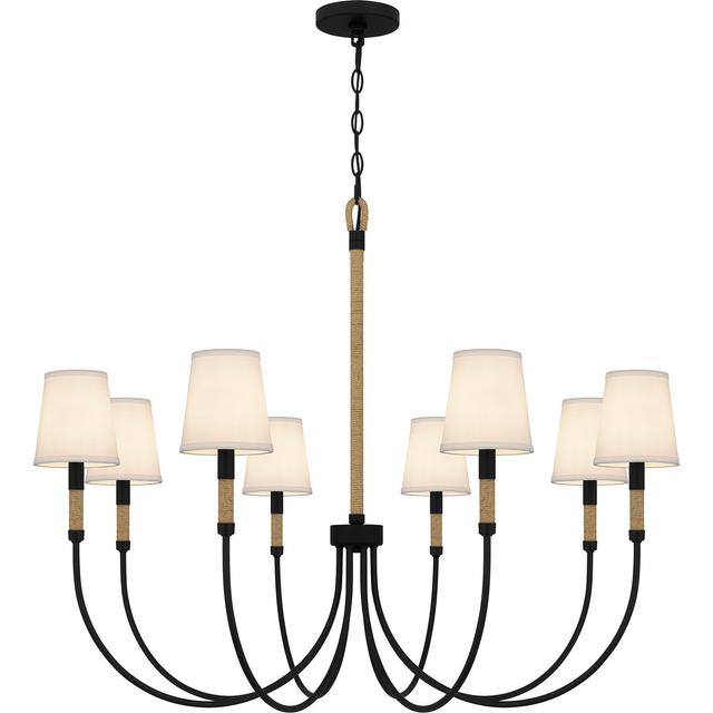 Matte Black Eight Light Chandelier from the Bayside Collection