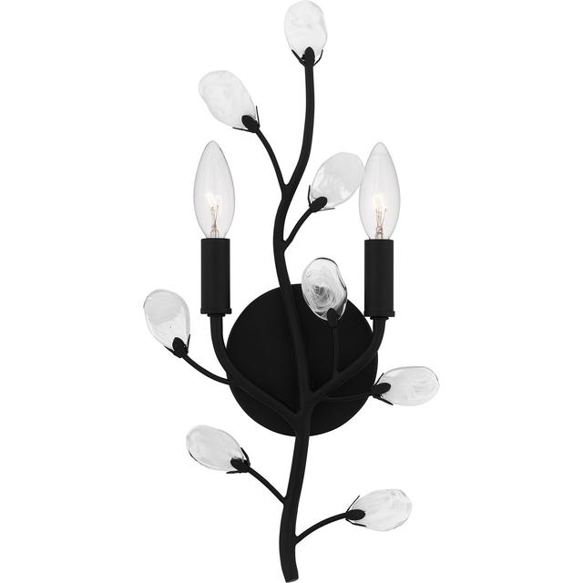 Matte Black Two Light Wall Sconce from the Heiress Collection