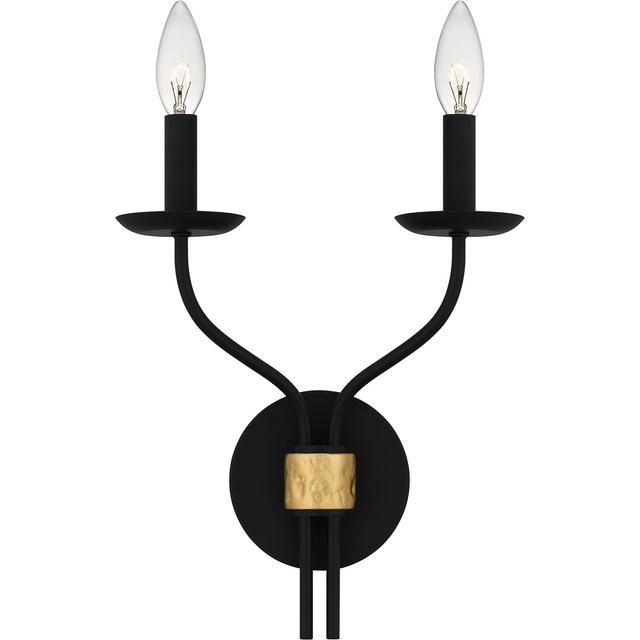 Matte Black Two Light Wall Sconce from the Margaret Collection