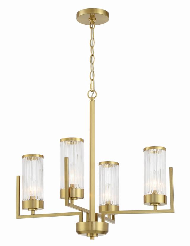 Satin Brass  Chandelier from the Whittley Collection