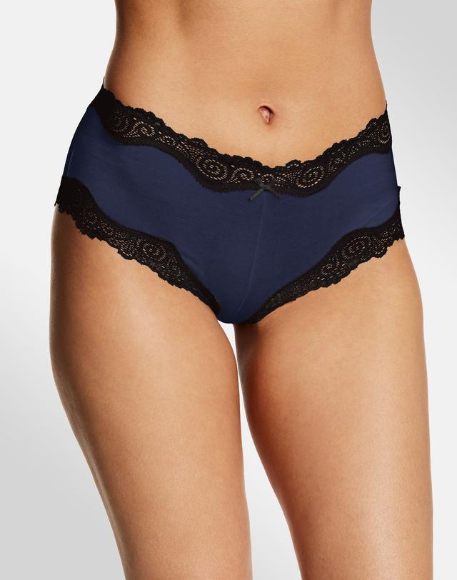 Maidenform Scalloped Lace Trim Cheeky Hipster Underwear Navy/Black 8 Women's