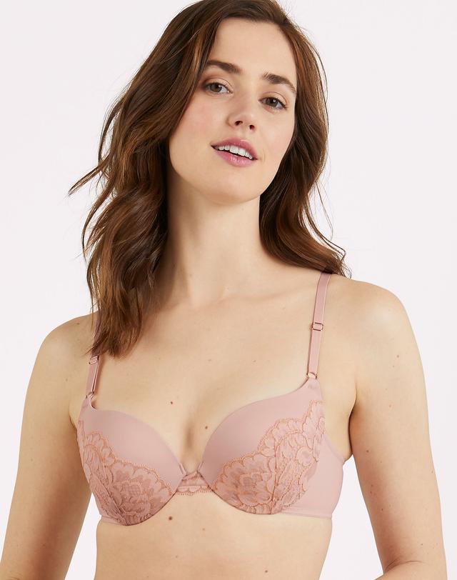 Maidenform Push Up & In Underwire Push-Up Bra Sheer Pale Pink/Rose Gold 32B Women's