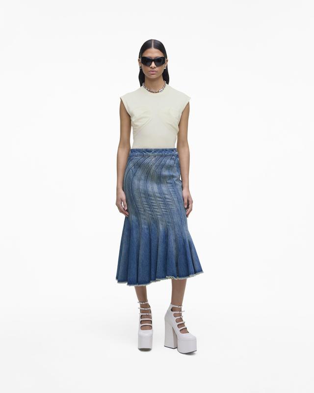 MARC JACOBS Marc Jacobs The Wave Denim Skirt in Swell Denim, Size Large