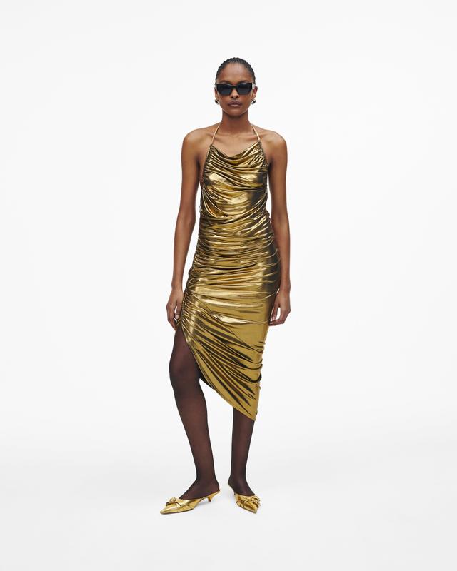 MARC JACOBS Marc Jacobs Fluid Draped Dress in Gold, Size Medium