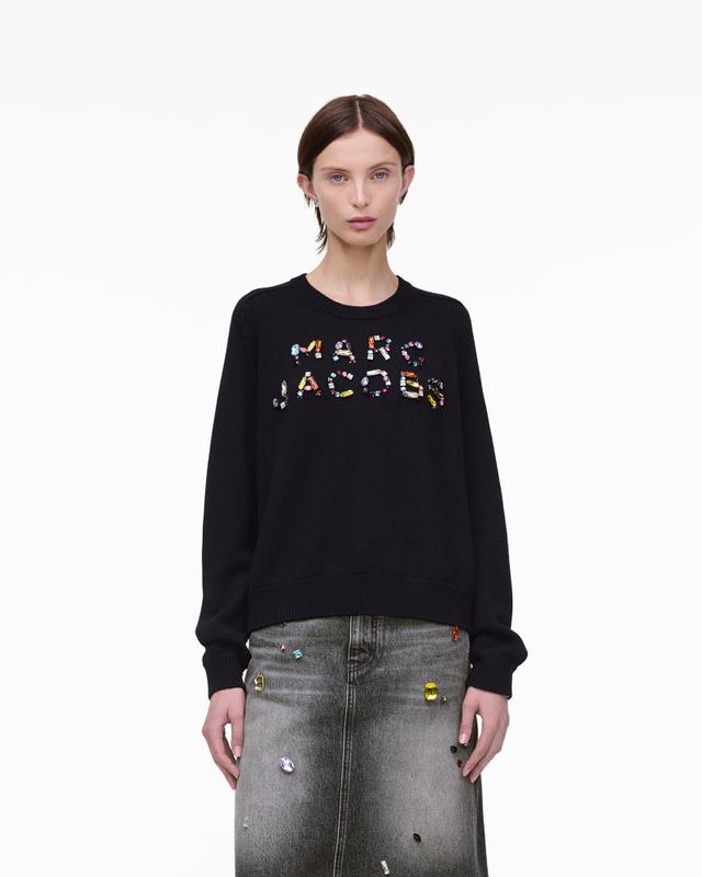 MARC JACOBS Marc Jacobs Gem Knit Logo Crewneck in Black, Size XS