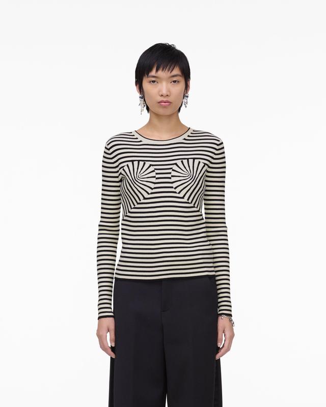 MARC JACOBS Marc Jacobs Seamed Up Knit Crewneck in Black/White, Size Large