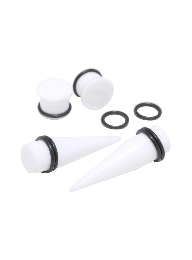 Acrylic White Taper &amp; Plug 4 Pack