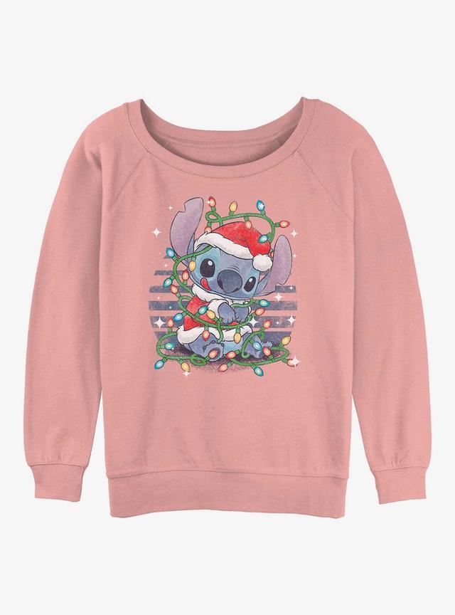 Disney Lilo & Stitch Christmas Lights Girls Slouchy Sweatshirt