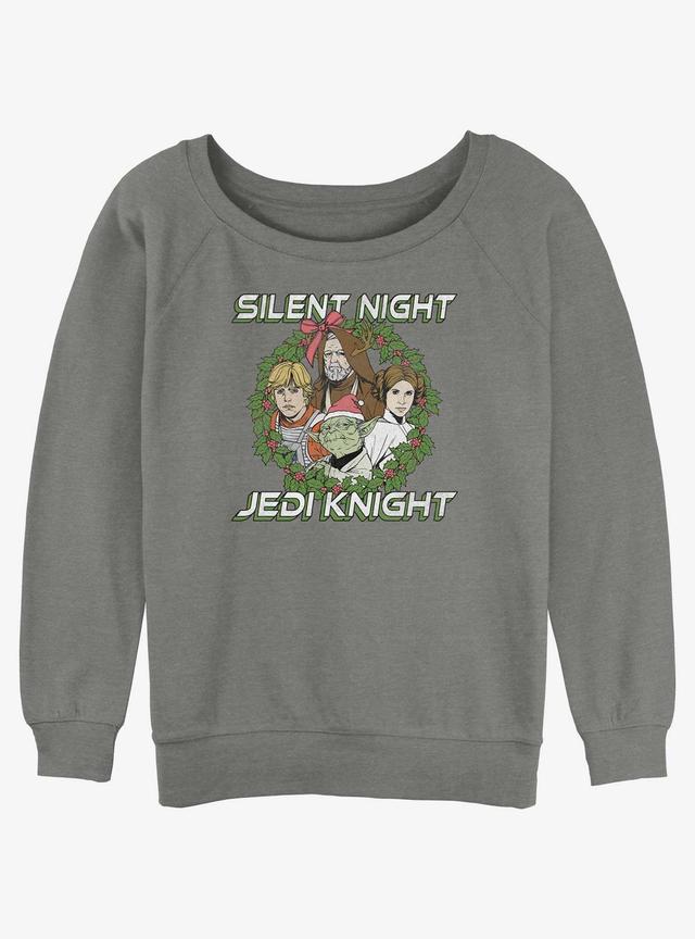 Star Wars Silent Night Jedi Knight Christmas Wreath Girls Slouchy Sweatshirt