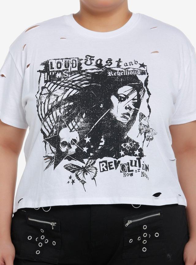 Social Collision Loud Fast &amp; Rebellious Girls Crop T-Shirt Plus Size