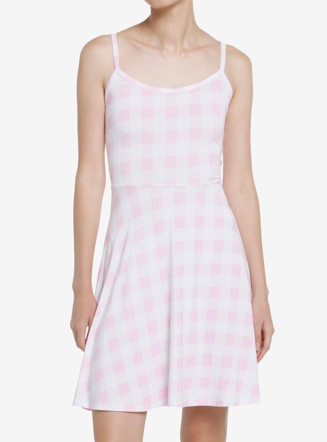 Pastel Pink Gingham Mini Dress