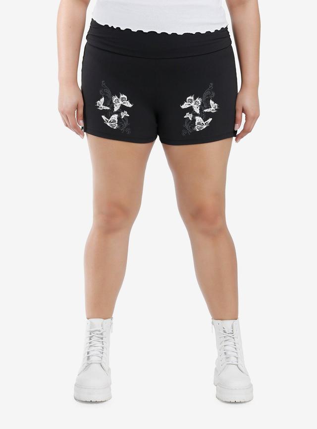 Plus Size Butterfly Bike Shorts with Ruching Detail