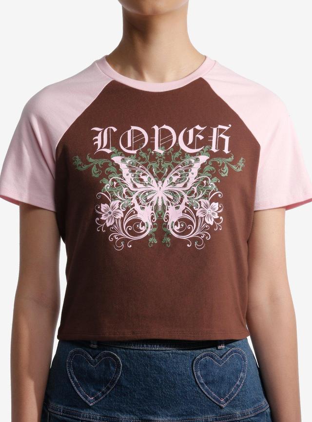 Sweet SocietyÂ® Lover Butterfly Girls Raglan Crop T-Shirt