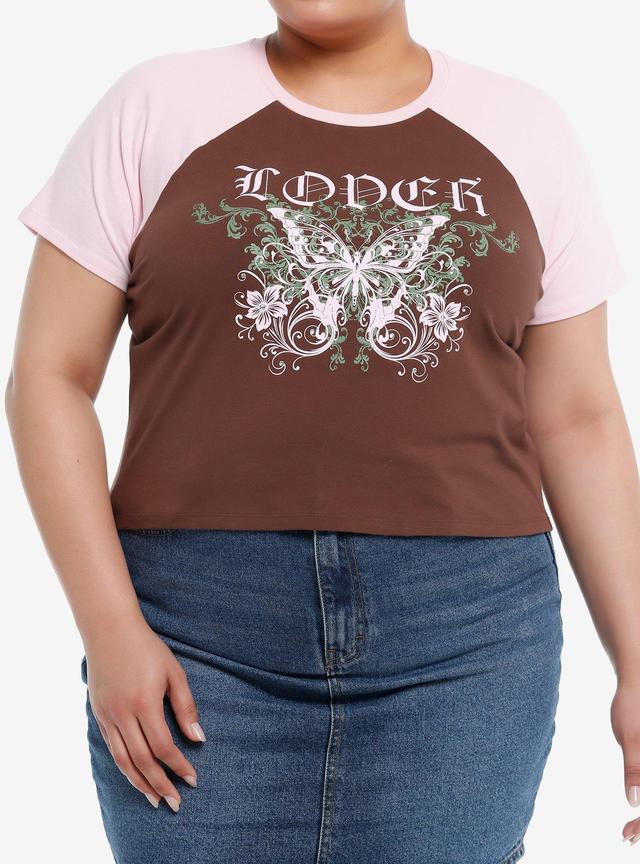 Gothic Butterfly Lover Plus Size Crop Raglan Top - Edgy