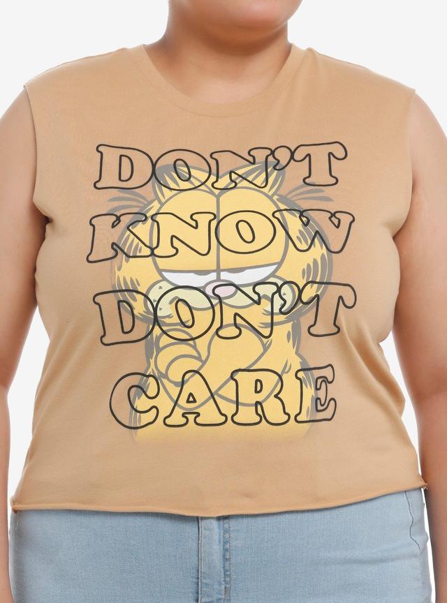 Garfield Don&#39;t Know Don&#39;t Care Girls Crop Muscle Tank Top Plus Size