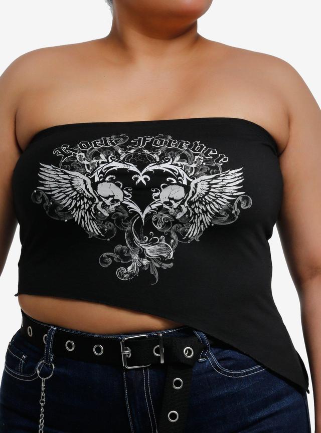 Rock Forever Rhinestone Asymmetrical Girls Tube Top Plus Size