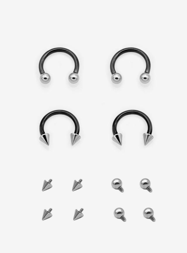 Steel Black &amp; Silver Circular Barbell With Ends 4 Pack