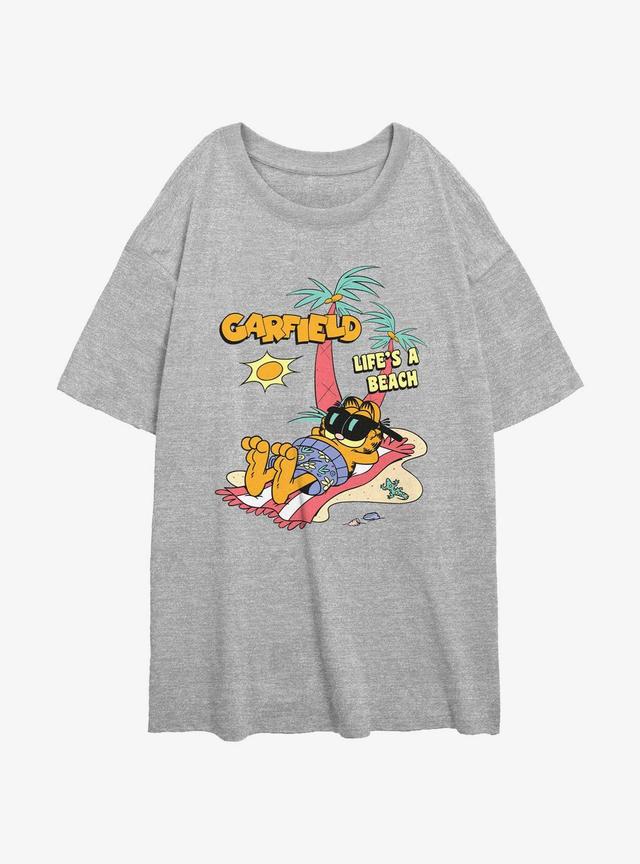 Garfield Cat On The Beach Womens Oversized T-Shirt