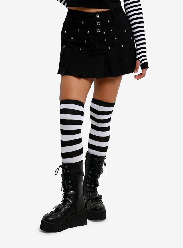 Social Collision Skull Studded Black Mini Skirt