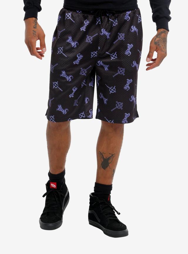Ghost Allover Print Mesh Shorts