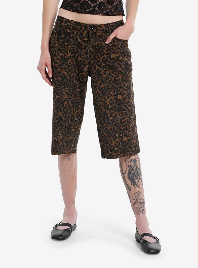 Leopard Print Low Rise Girls Wide Leg Jorts