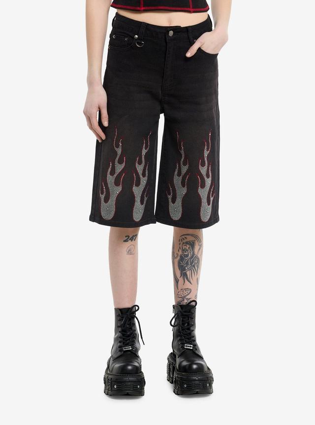 Rhinestone Flames Jorts