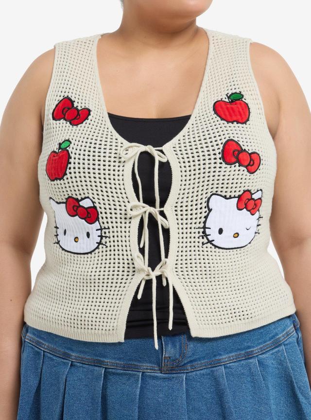 Hello Kitty Patches Open Knit Girls Sweater Vest Plus Size