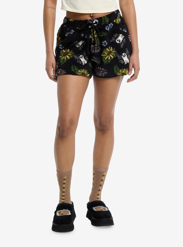 Thorn &amp; Fable Ghost Butterflies Sherpa Girls Lounge Shorts