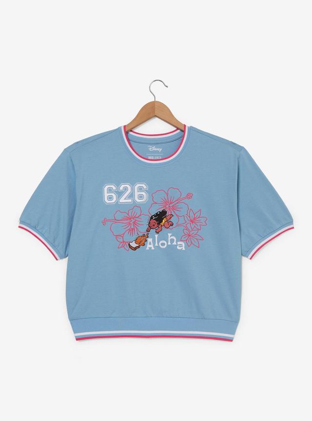 Disney Lilo &amp; Stitch Floral Lilo Women's Plus Size Cropped Ringer T-Shirt - BoxLunch Exclusive