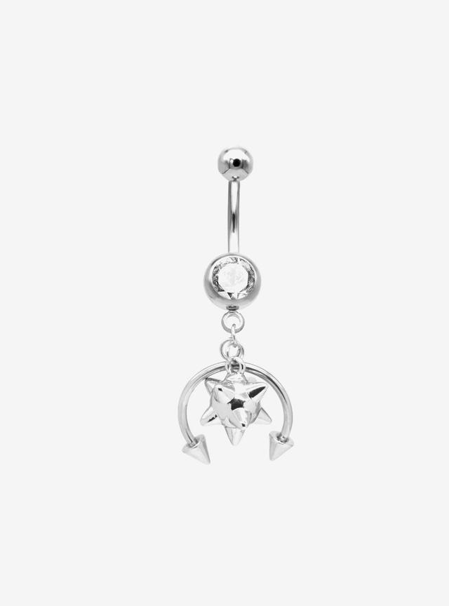 14G Steel Silver Spiked Ball Navel Barbell