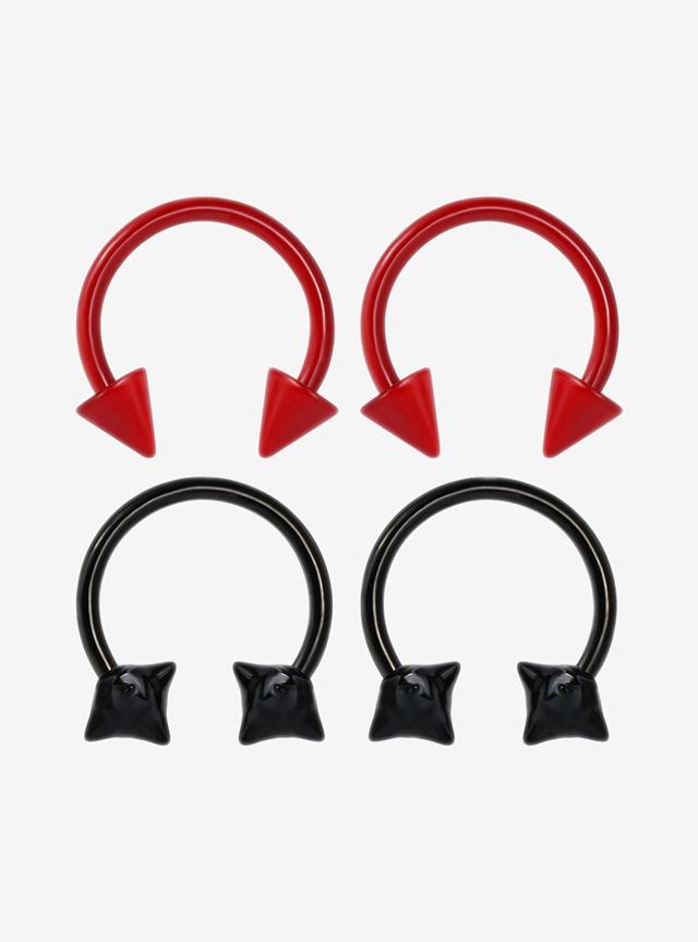 Steel Black &amp; Red Circular Barbell 4 Pack