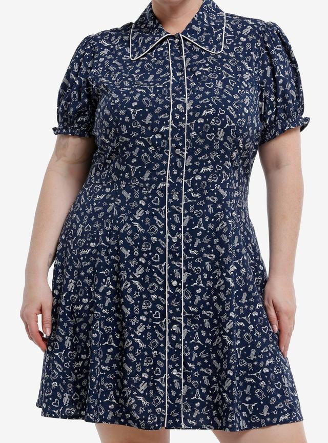 Social Collision Western Paisley Button-Up Dress Plus Size
