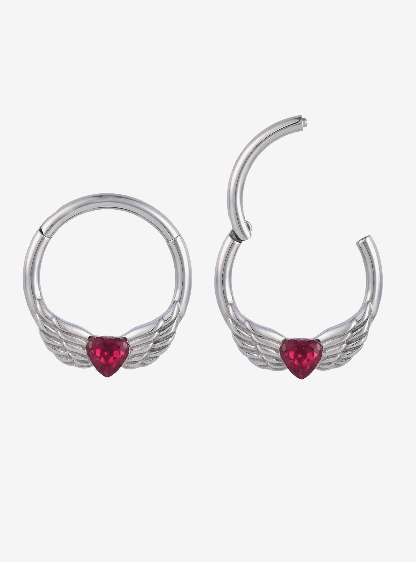 Steel Red Winged Heart Hinged Clicker