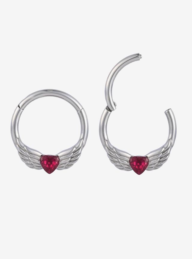 Steel Red Winged Heart Hinged Clicker