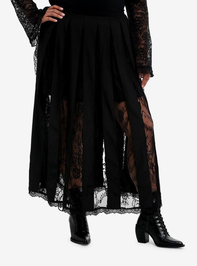 Cosmic Aura Black Lace Panels Midaxi Skirt Plus Size