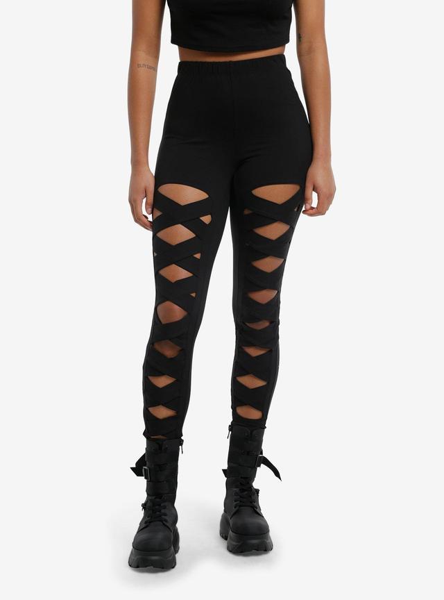 Black Strappy Cutout Leggings