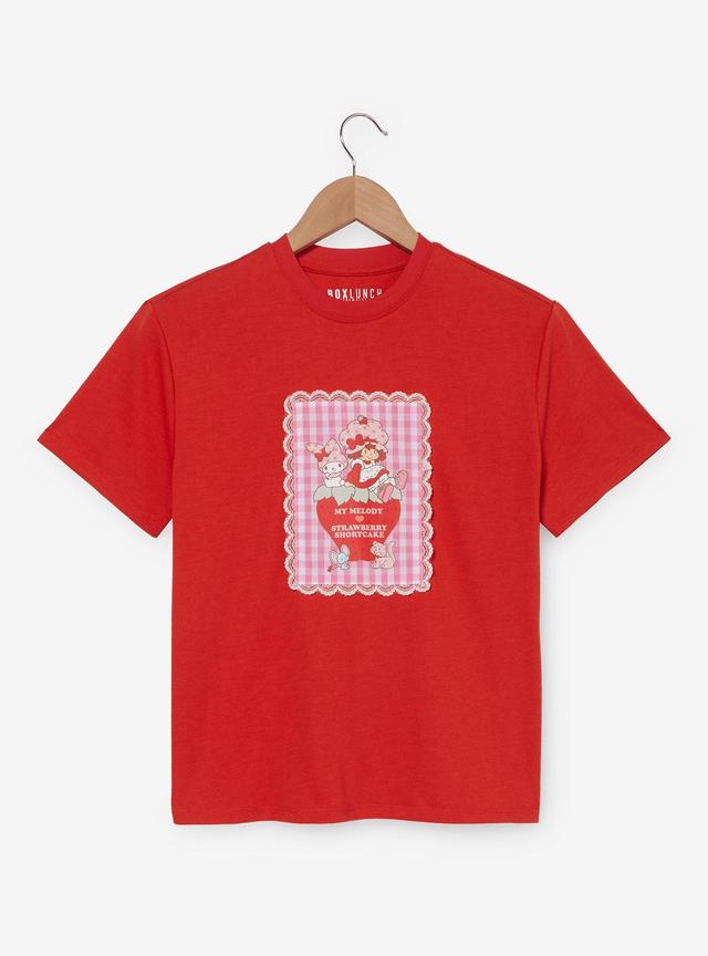 Strawberry Shortcake x Sanrio My Melody &amp; Strawberry Gingham Patch Women's T-Shirt - BoxLunch Exclusive