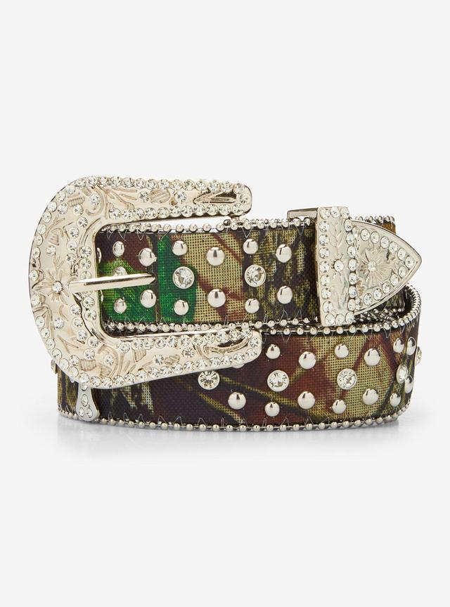Tree Camouflage Bling Western Belt