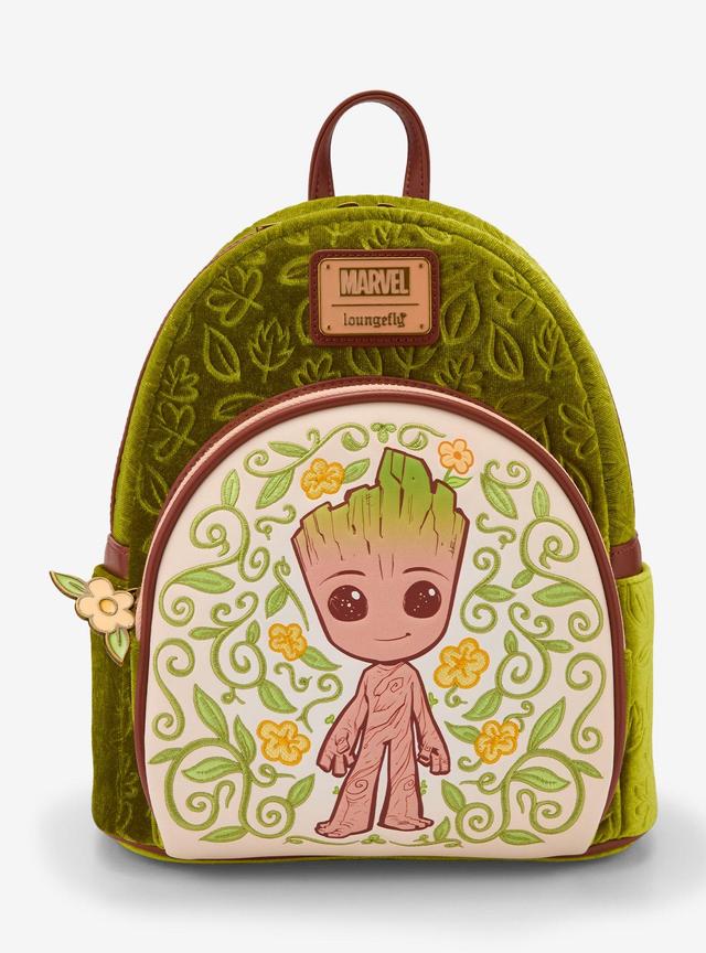 Loungefly Marvel Guardians of The Galaxy Groot Floral Velvet Mini Backpack - BoxLunch Exclusive