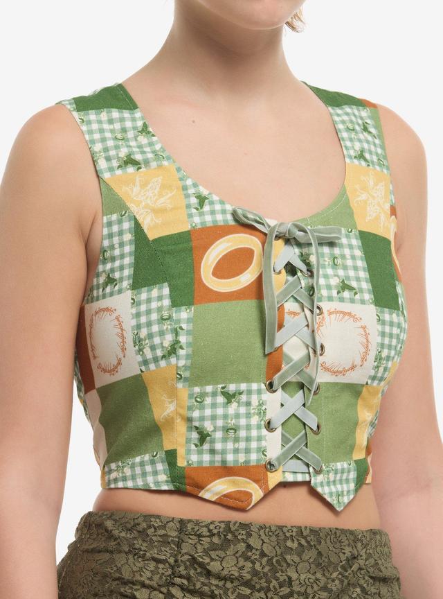 The Lord Of The Rings Patchwork Lace-Up Girls Crop Vest