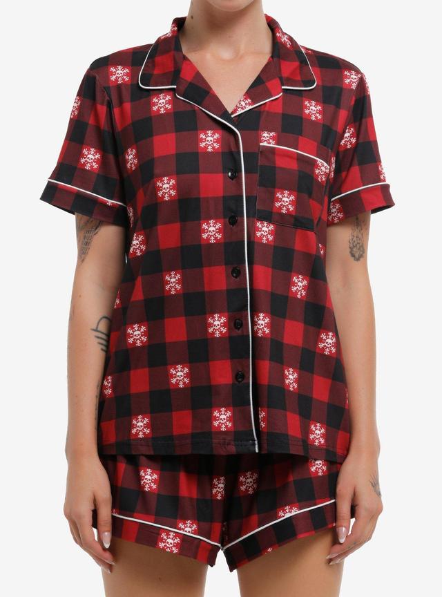 Skull Snowflake Red Checker Girls Lounge Set
