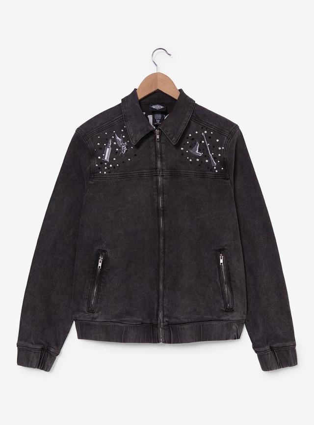 Wicked Elphaba Icons Rhinestone Women's Black Denim Jacket &mdash; BoxLunch Exclusive