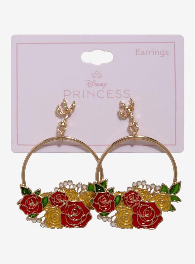 Disney Beauty and the Beast Belle Floral Hoop Earrings â€“ BoxLunch Exclusive
