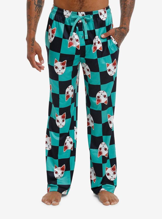 Demon Slayer: Kimetsu No Yaiba Tanjiro Mask Checkered Pajama Pants