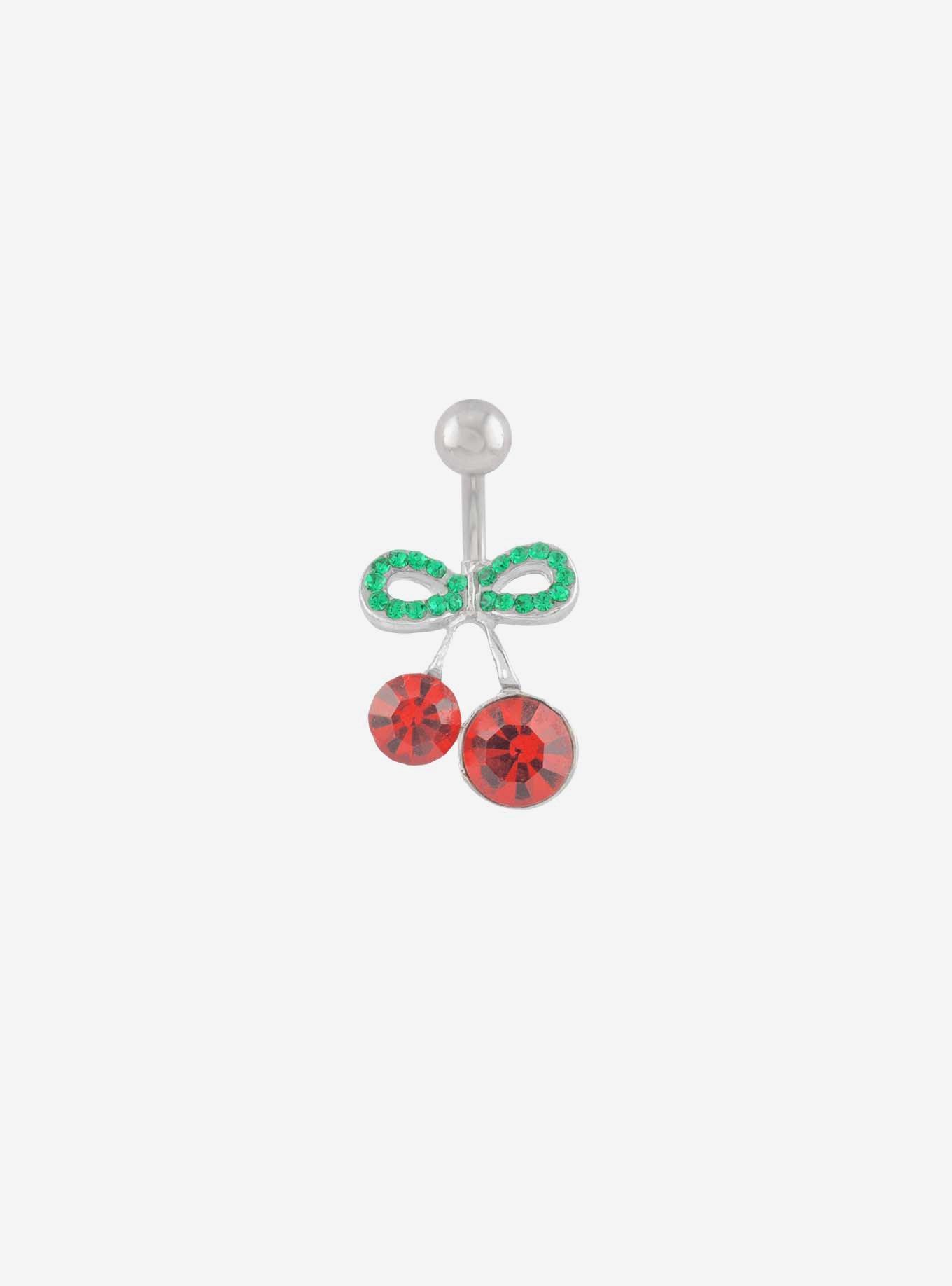 14G Steel Bling Cherry Navel Barbell