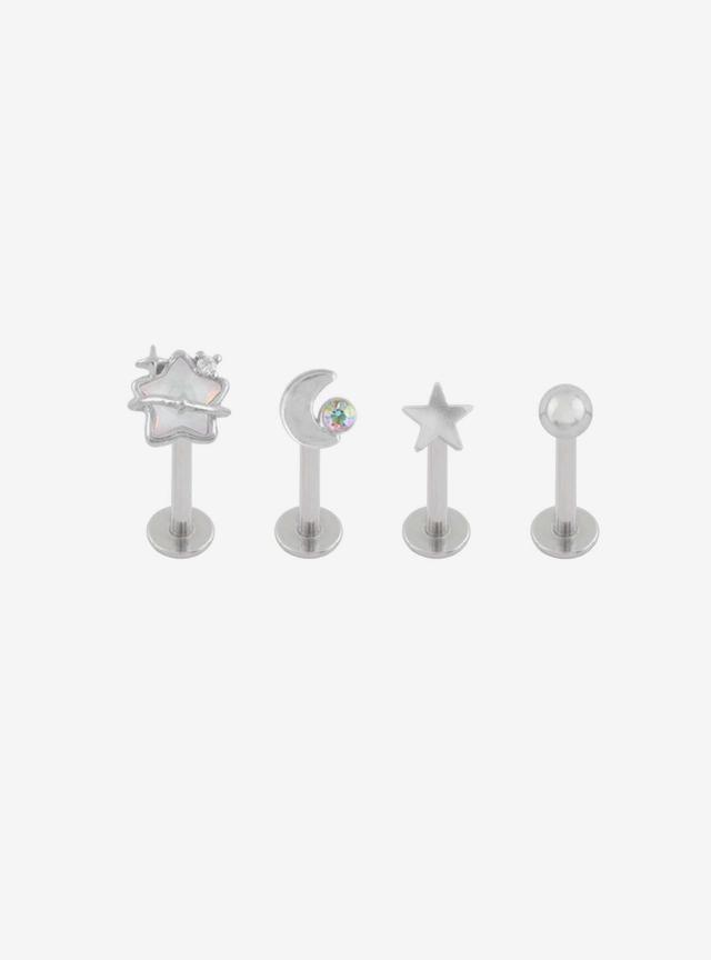 Titanium Celestial Opalite Labret Stud 4 Pack